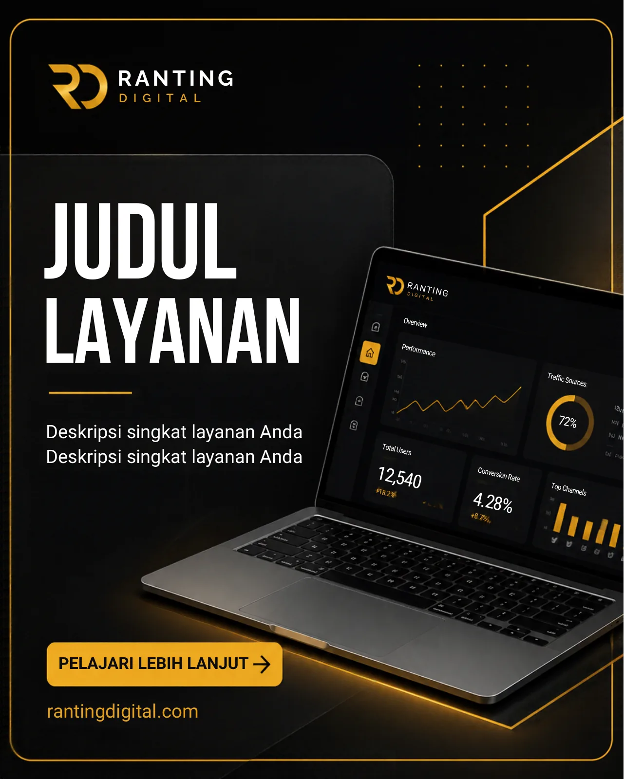 Template post media sosial Ranting Digital untuk memperkenalkan layanan