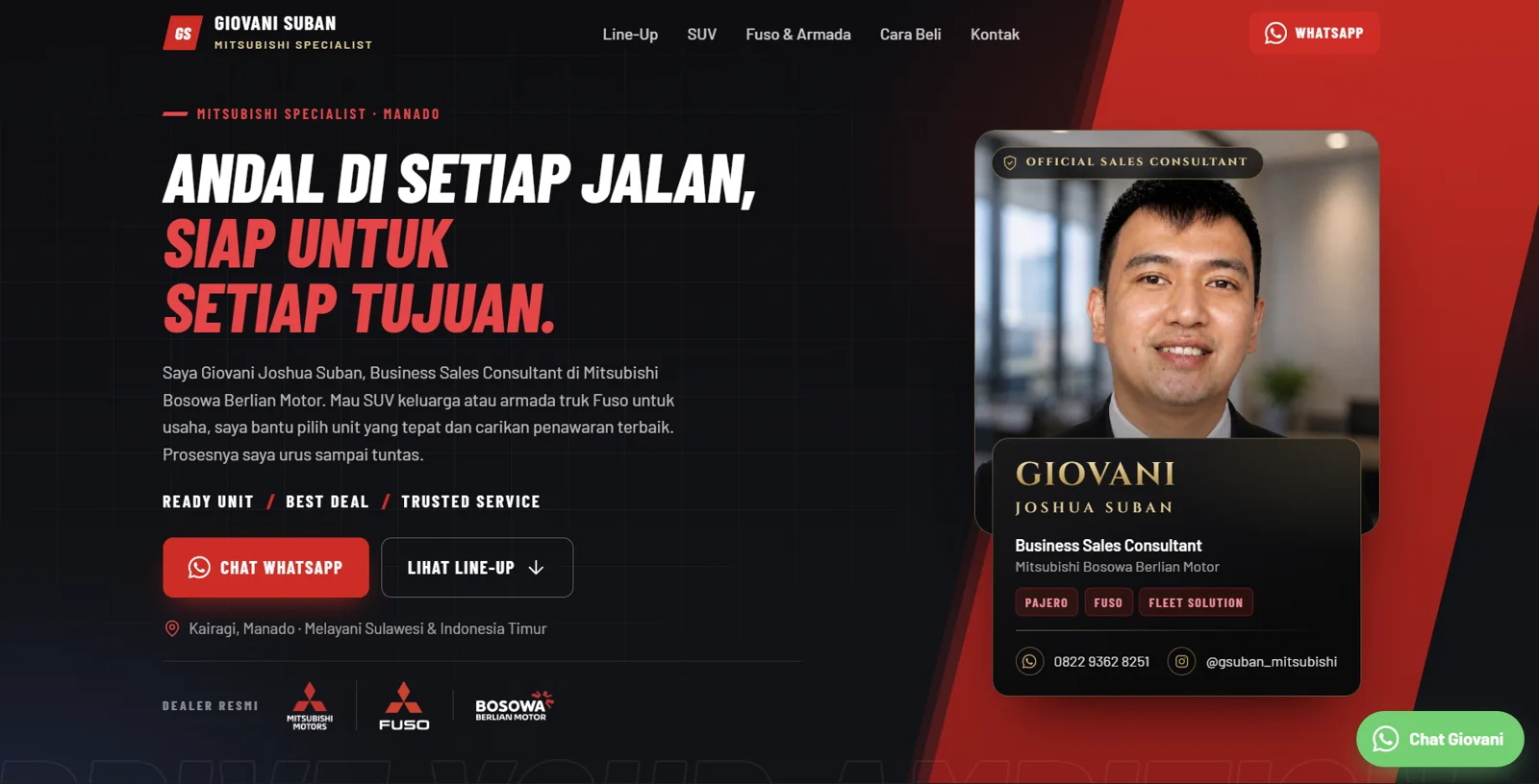 Tampilan website Website Mitsubishi Specialist